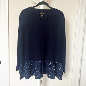 ⚡️Sale⚡️Kate Spade Navy Blue Star Peplum Top XL